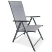 Kerti szék, állítható dőlésszögű, szürke textilén, szürke fémváz