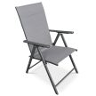 Kerti szék, állítható dőlésszögű, szürke textilén, szürke fémváz
