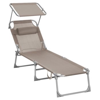   Kerti napozóágy 193x53x29 cm, szövet, krém, AZL-E1192 CRM