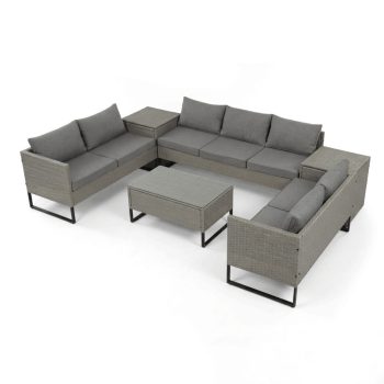 Kerti bútor garnitúra, polyrattan, szürke, AZS-A1915 GREY