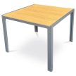 Kerti asztal 90x90x73 cm., polywood asztallap tölgy dekorral, szürke fém szerkezettel
