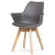 Műanyag Étkezőfotel Szürke Színben Műbőr Ülőpárnával,  Bükkfa Lábbal. CT-771