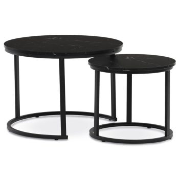   Dohányzóasztal 70×70 cm, MDF, Márvány Mintás Fekete. CT-X7122 BK