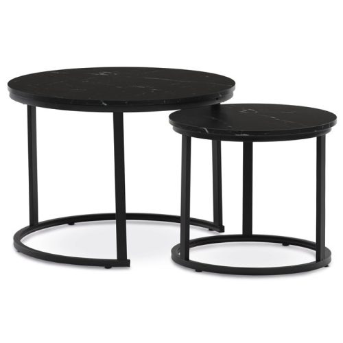 Dohányzóasztal 70×70 cm, MDF, Márvány Mintás Fekete. CT-X7122 BK