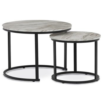   Dohányzóasztal 70×70 cm, MDF, Márvány Mintás Fehér. CT-X7122 WT