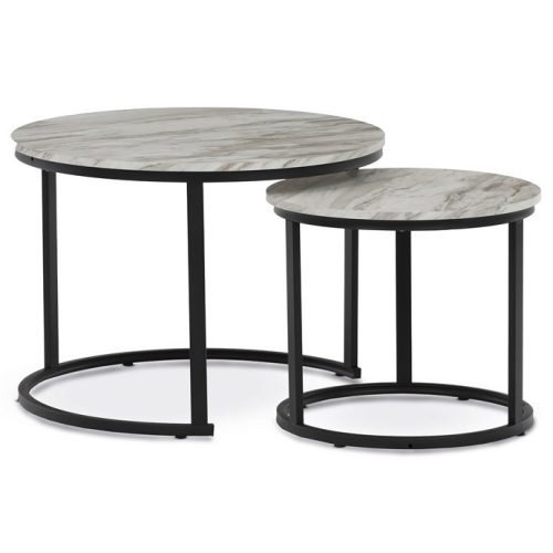 Dohányzóasztal 70×70 cm, MDF, Márvány Mintás Fehér. CT-X7122 WT