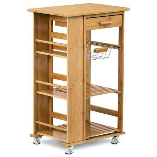 DR-046 Bamboo Rolling Storage Rack Natural
