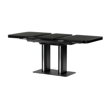   Bővíthető Étkezőasztal 120–160×80 cm, MDF, Fekete. HT-D1926 BK