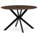 Kerek Étkezőasztal 120×120×75,5 cm, MDF Old Wood + Fekete Fém Láb