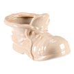 Kerámia csizma virágtartó, krém szín