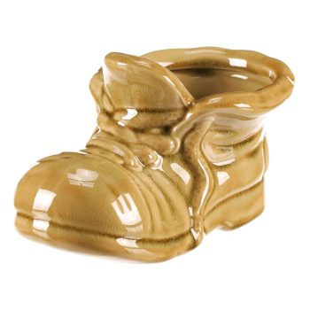 Kerámia csizma virágtartó, világos zöld