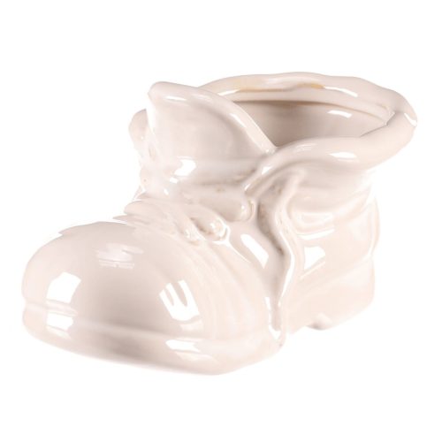 Kerámia csizma virágtartó, fehér