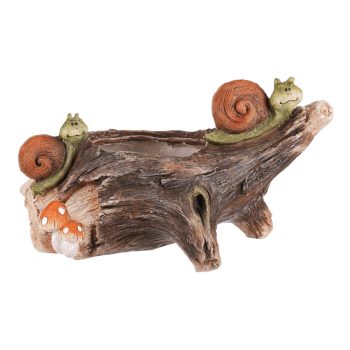 Csigák fatönkön virágtartó, magnézium