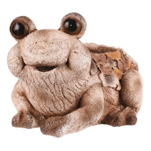 Béka virágtartó, magnézium, fa dekor