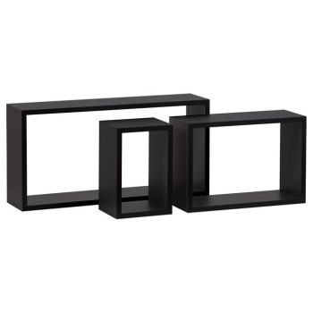 Modern 3 Darabos Polc Szett Fekete Színben P-009 