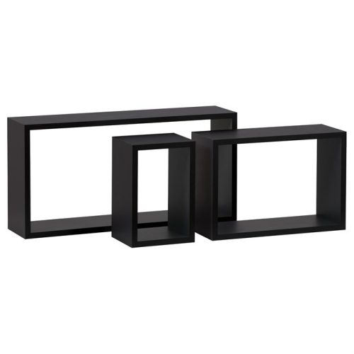 Modern 3 Darabos Polc Szett Fekete Színben P-009 