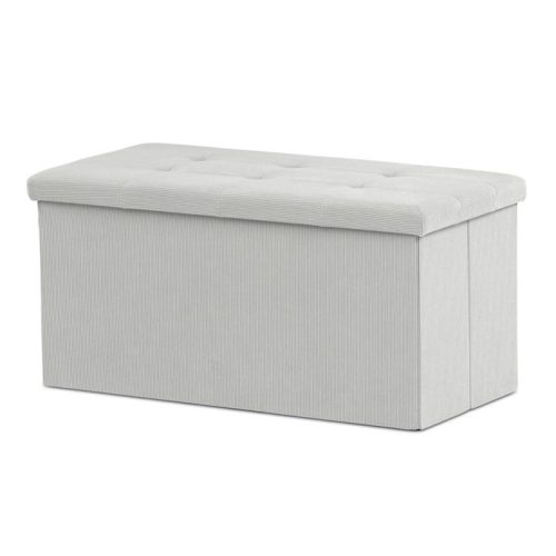 Corduroy storage pouf in cream color - TAB-472 CRM6