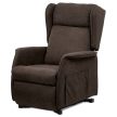 Electric Recliner Armchair Brown Fabric TV-1190 BR2