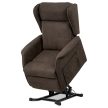 Electric Recliner Armchair Brown Fabric TV-1190 BR2