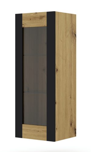 Üveges Vitrin Kézműves Tölgy - Fekete Színben MONDI GLASS 125 