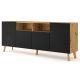 Sideboard 4 Doors Oak Black Front LUXI 195