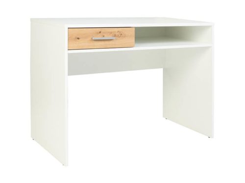 Desk in White with Oak Drawer. Size: 100x59 cm.