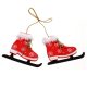 Korcsolya Dísz Fából Készült Piros Színben 