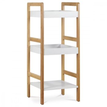  DR-013-3 Bamboo Storage Rack 3-Tier Natural with White MDF Shelves 9 kg Capacity