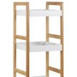 Dr-013-3 Három Részes Tároló Állvány Bambuszból Natúr Színben, Fehér Mdf Polcokkal. Teherbírás: 9 kg Belföldi Raktárról
