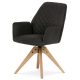 Modern Swivel Dining Chair Black With Oak Legs, Fabric Upholstery HC-539 From Stock