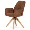 Moderná otočná jedálenská stolička hnedá s dubovými nohami, látkové čalúnenie HC-539