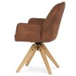 Moderná otočná jedálenská stolička hnedá s dubovými nohami, látkové čalúnenie HC-539