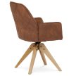 Moderná otočná jedálenská stolička hnedá s dubovými nohami, látkové čalúnenie HC-539