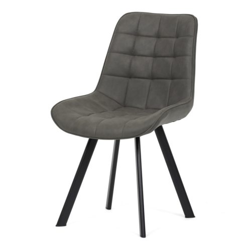 Dining Chair with Grey Fabric and Black Metal Legs
