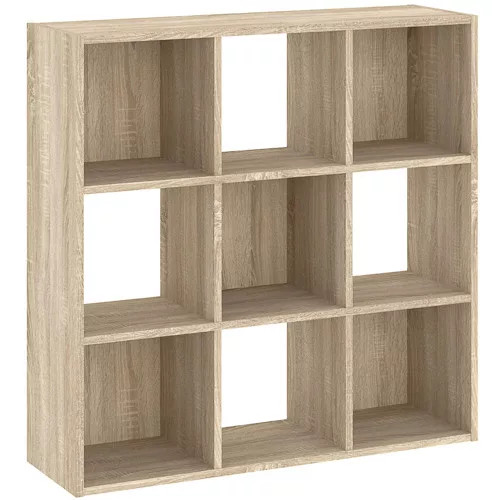 9-compartment bookcase in oak finish 91 cm - Catchy