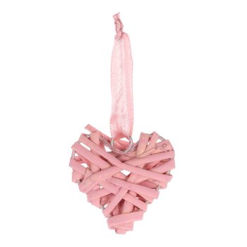 Rattan Heart Door Decoration Pink