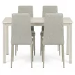 4 személyes étkezőszett szürke székekkel és travertin asztallal 110x70x75 cm ASE-1039 CRM2