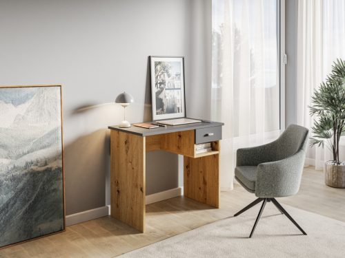Desk COLIN artisan oak and anthracite with drawer