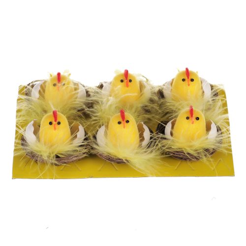 CHICKS IN EGGSHELL SPRING, EASTER DECORATION, 6 PIECES/PACK