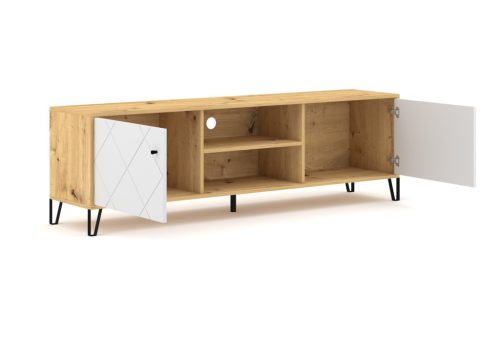 TV szekrény Artisan tölgy / fehér színkombinációban – BILBAO BO02