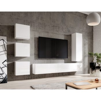   Fali szekrény fehér / fehér magasfény színkombinációban – VIVIEN 08