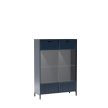 Alacsony vitrin szekrény indigo színben – ELEGANZO LS‑8