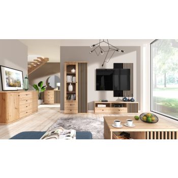 Komód‑vitrin Artisan tölgy színben – MODERNO C‑3