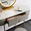 SARAH fésülködőasztal szürke/arany – elegáns sminkasztal
