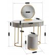 SARAH fésülködőasztal, szürke/arany