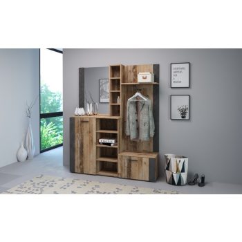   Előszoba bútor szett Old Style Light / antracit színkombinációban – BARRY