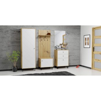   Szekrény Artisan tölgy / fehér matt színkombinációban – BILBAO BL20