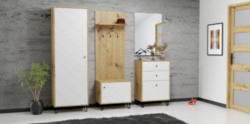 Szekrény Artisan tölgy / fehér matt színkombinációban – BILBAO BL20