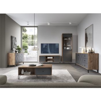   TV szekrény 2 ajtós Craft Tobacco / grafit színkombinációban – BILBAO BL02