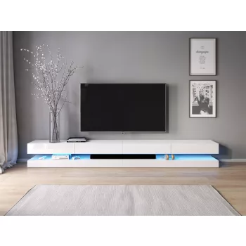 FLY DOUBLE TV Stand White/High Gloss White LED 5W